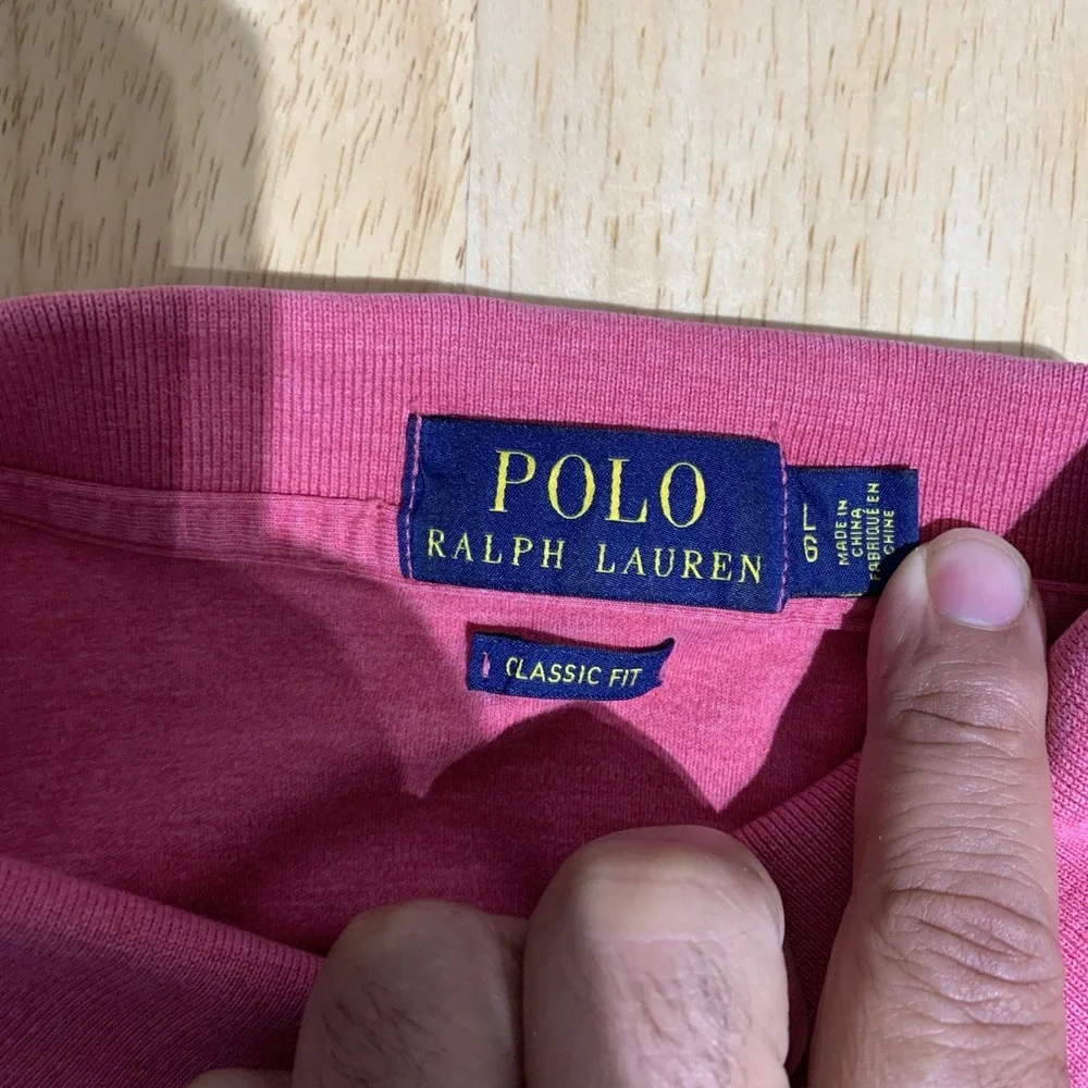 Polo Ralph Lauren Polo‎ Shirt Mens L Classic Fit Short Sleeve Pink Blue Pony